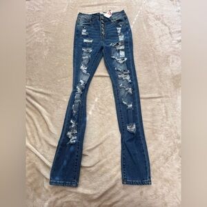 Rue21 Dark Blue Distressed Skinny Jeans